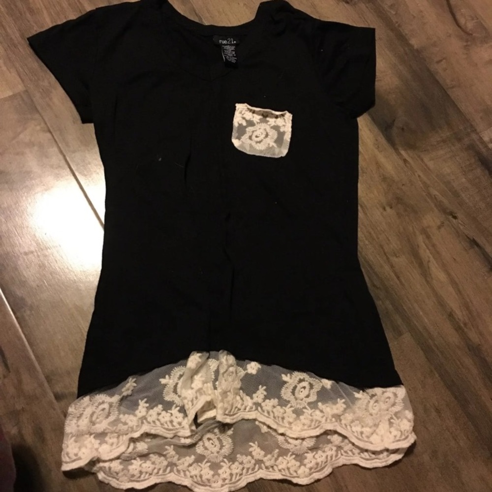 Cute shirt. Rue 21. Black. Bottom lace.